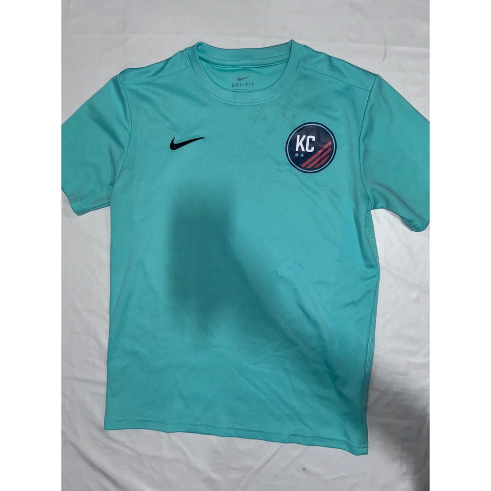 Nike Kids Dri-FIT KC Kansas City Soccer Training Shirt Teal Blue Large L - Picture 2 of 5